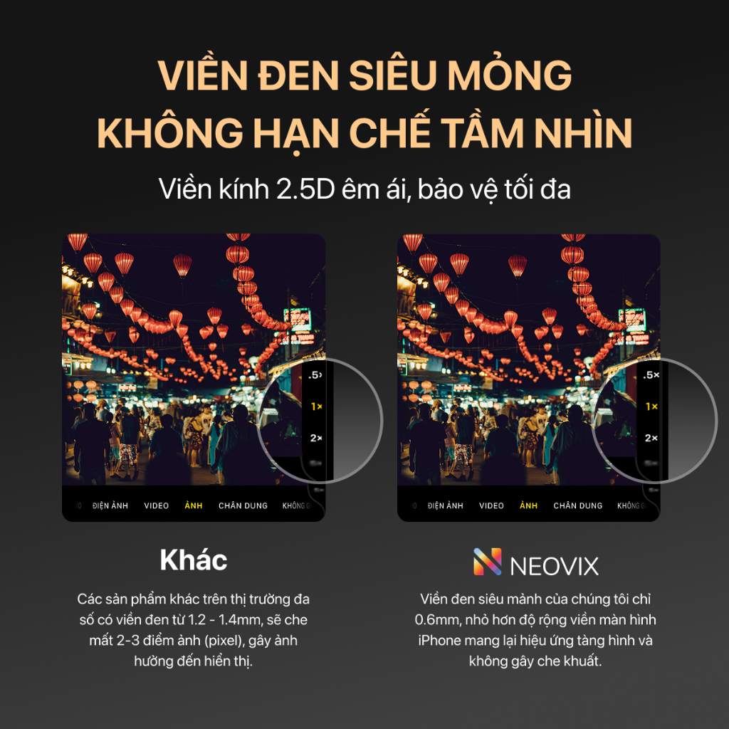 【17 16 Pro Max】Kính Cường Lực iPhone Chống Nhìn Trộm Trong Suốt Khung Tự Dán Viền Đen Mỏng Hạn Chế Không Bám Vân Tay Màn