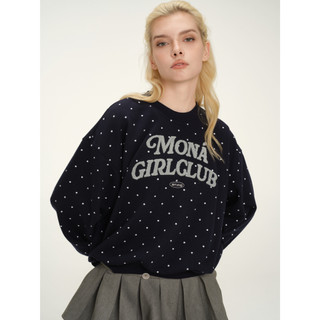Áo Sweater chấm bi MONÁ chất nỉ chân cua form boxy thêu chữ nổi - NORI