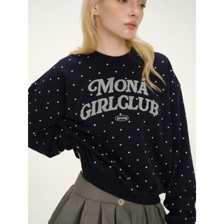 Áo Sweater chấm bi MONÁ chất nỉ chân cua form boxy thêu chữ nổi - NORI