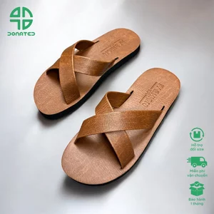 Dép Quai Chéo Da Nam Phong Cách Tối Giản , Trẻ Trung Phối Đồ Với Mọi Outfit [ Chéo 5 ]