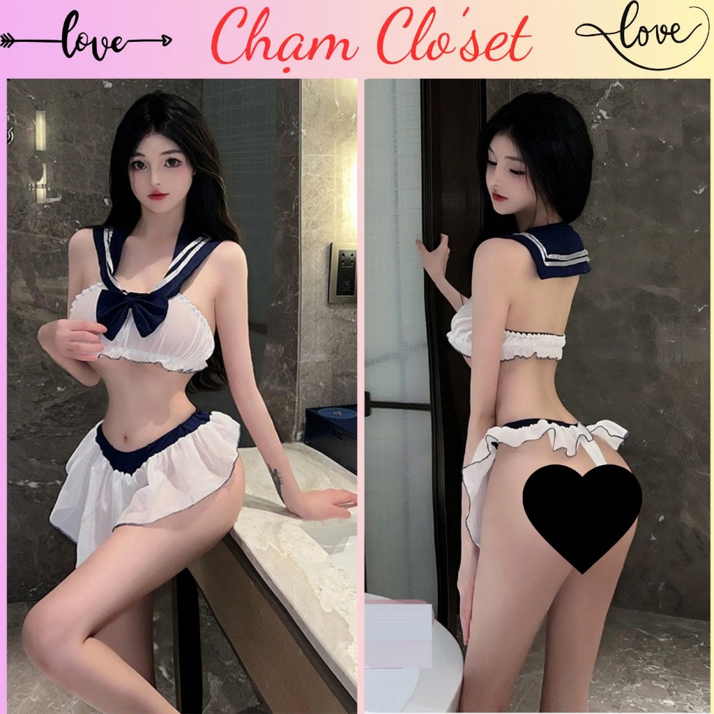 H130 – Cosplay Đồng Phục Thủy Thủ Xếp Ly,Cosplay Nữ Sinh Học Đường Nơ