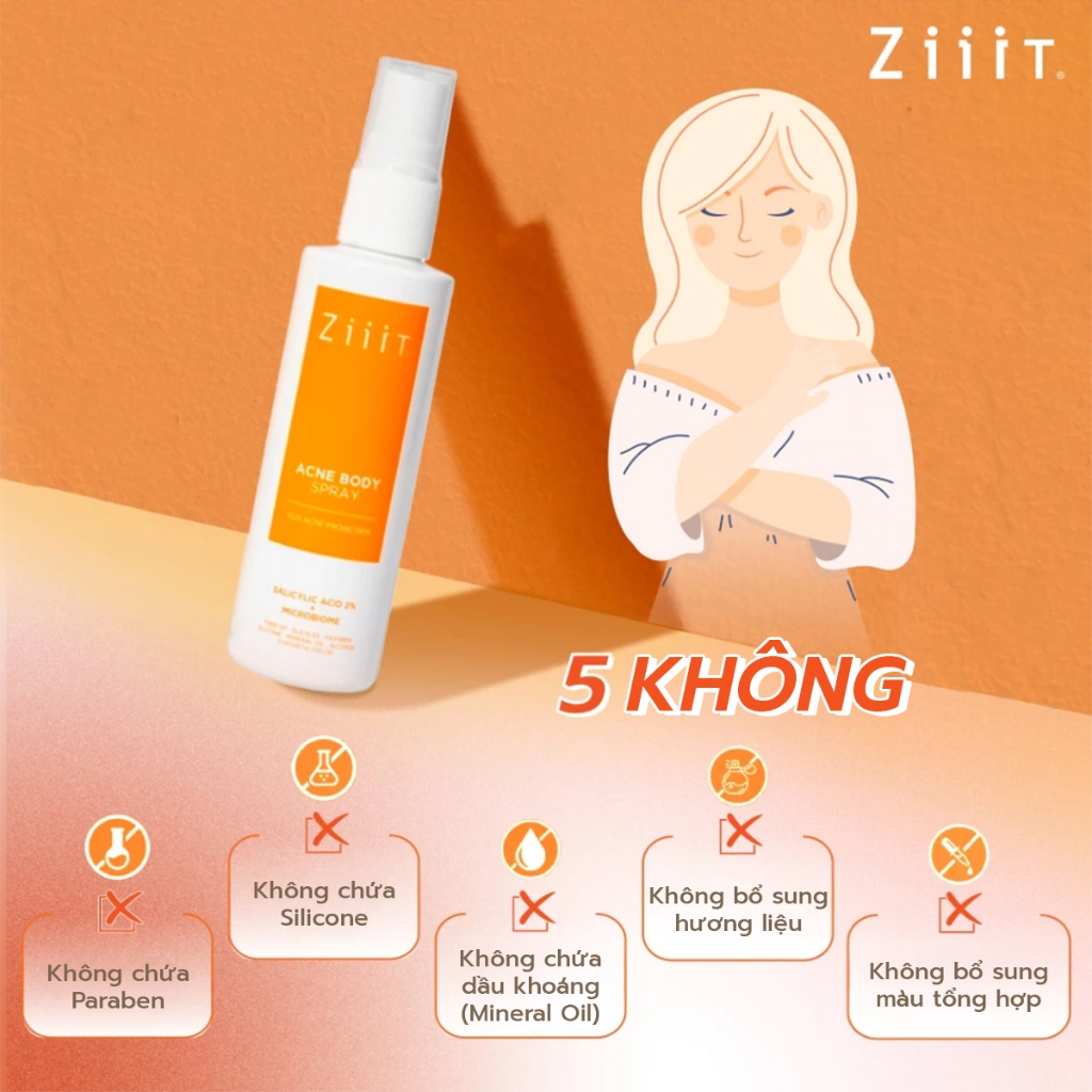 Combo 3 Chai Xịt Giảm Mụn Lưng BHA Kháng Khuẩn, Giảm Viêm Nang Lông Cho Da Nhạy Cảm ZiiiT 20ml