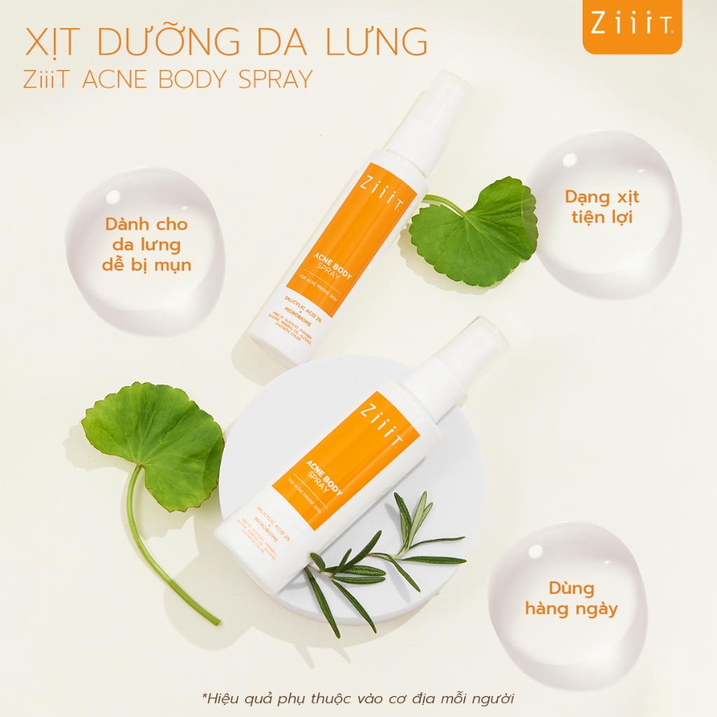 Combo 3 Chai Xịt Giảm Mụn Lưng BHA Kháng Khuẩn, Giảm Viêm Nang Lông Cho Da Nhạy Cảm ZiiiT 20ml