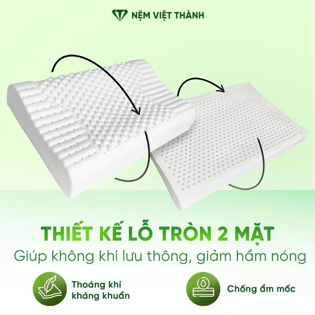 [COMBO KHUYẾN MÃI] Gối Nằm Cao Su Thiên Nhiên Việt Thành, Công Nghệ Gợn Sóng Massage, Hỗ Trợ Nâng Đỡ Tốt Vùng Cổ Gáy.