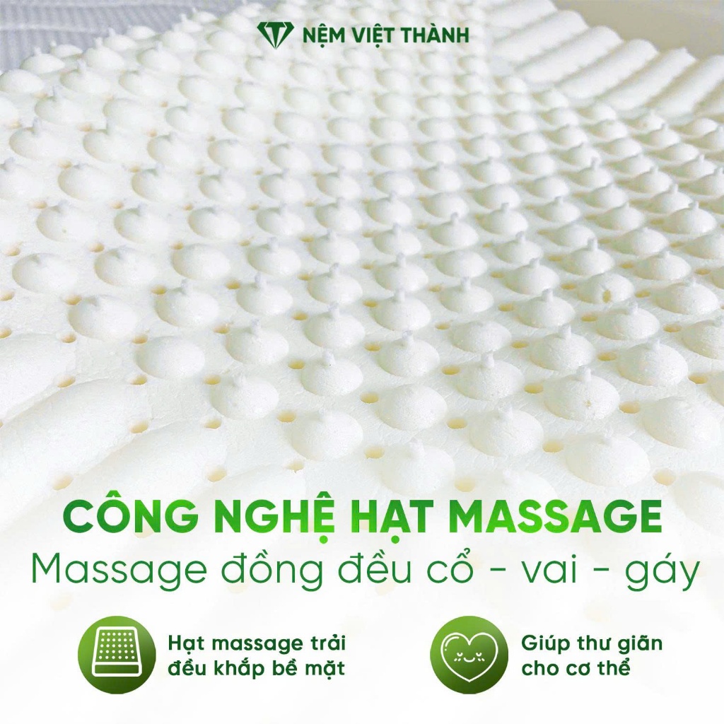 [COMBO KHUYẾN MÃI] Gối Nằm Cao Su Thiên Nhiên Việt Thành, Công Nghệ Gợn Sóng Massage, Hỗ Trợ Nâng Đỡ Tốt Vùng Cổ Gáy.