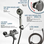 Củ Sen Nóng Lạnh Inox 304 Cao Cấp Mạ Xám | CR-116X | Phối Vòi Sen Nhà Tắm Và Cài Treo Cùng Màu — ảnh 8