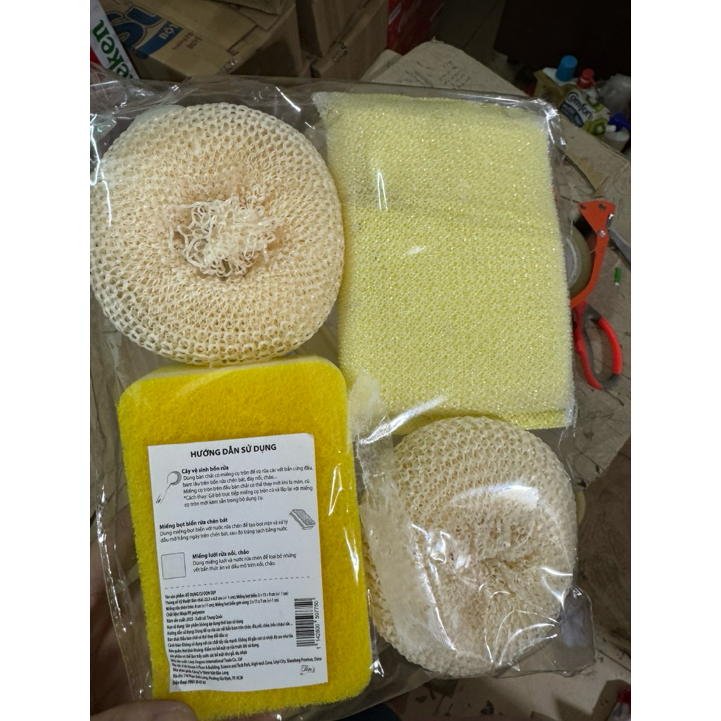 bộ vệ sinh dọn dẹp bếp ( cây vệ sinh bồn rửa + miếng bọt biển + miếng lưới rửa nồi)
