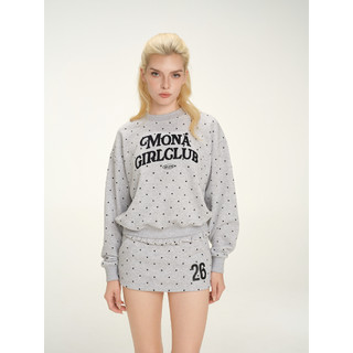 Áo Sweater chấm bi MONÁ chất nỉ chân cua form boxy thêu chữ nổi - NORI