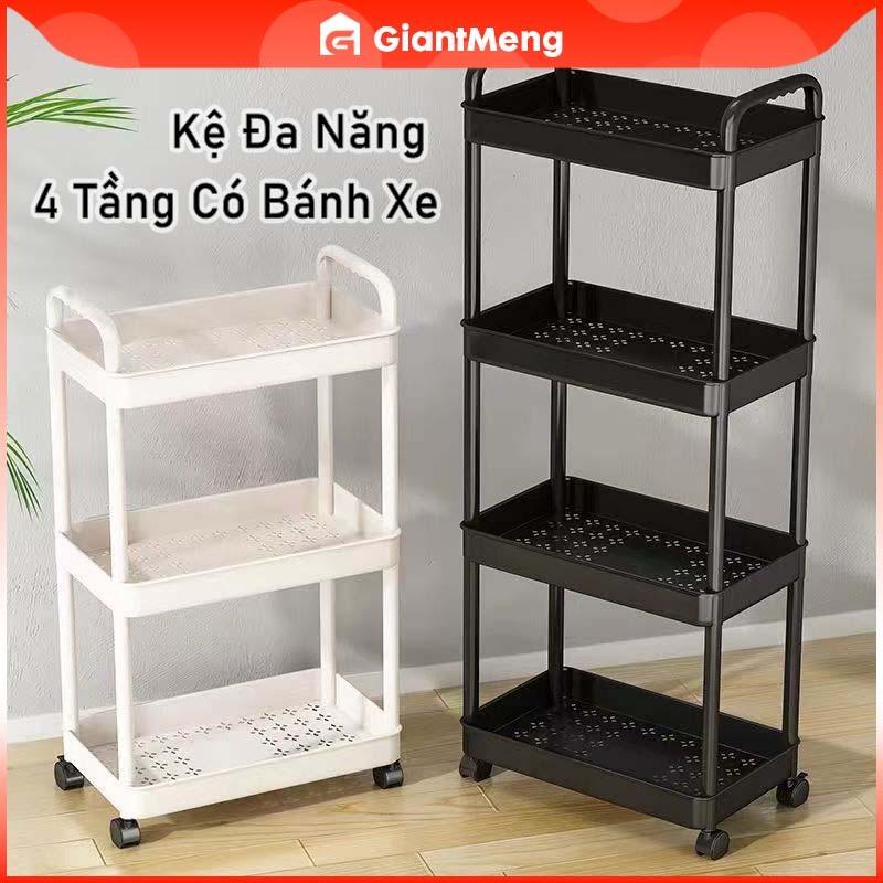 GiantMeng - Kệ Đa Năng 4Tầng Có Bánh Xe - Kệ Bỉm Sữa, Đẩy Spa Di Chuyển Linh Hoạt, Mặt Lưới Tiện Lợi