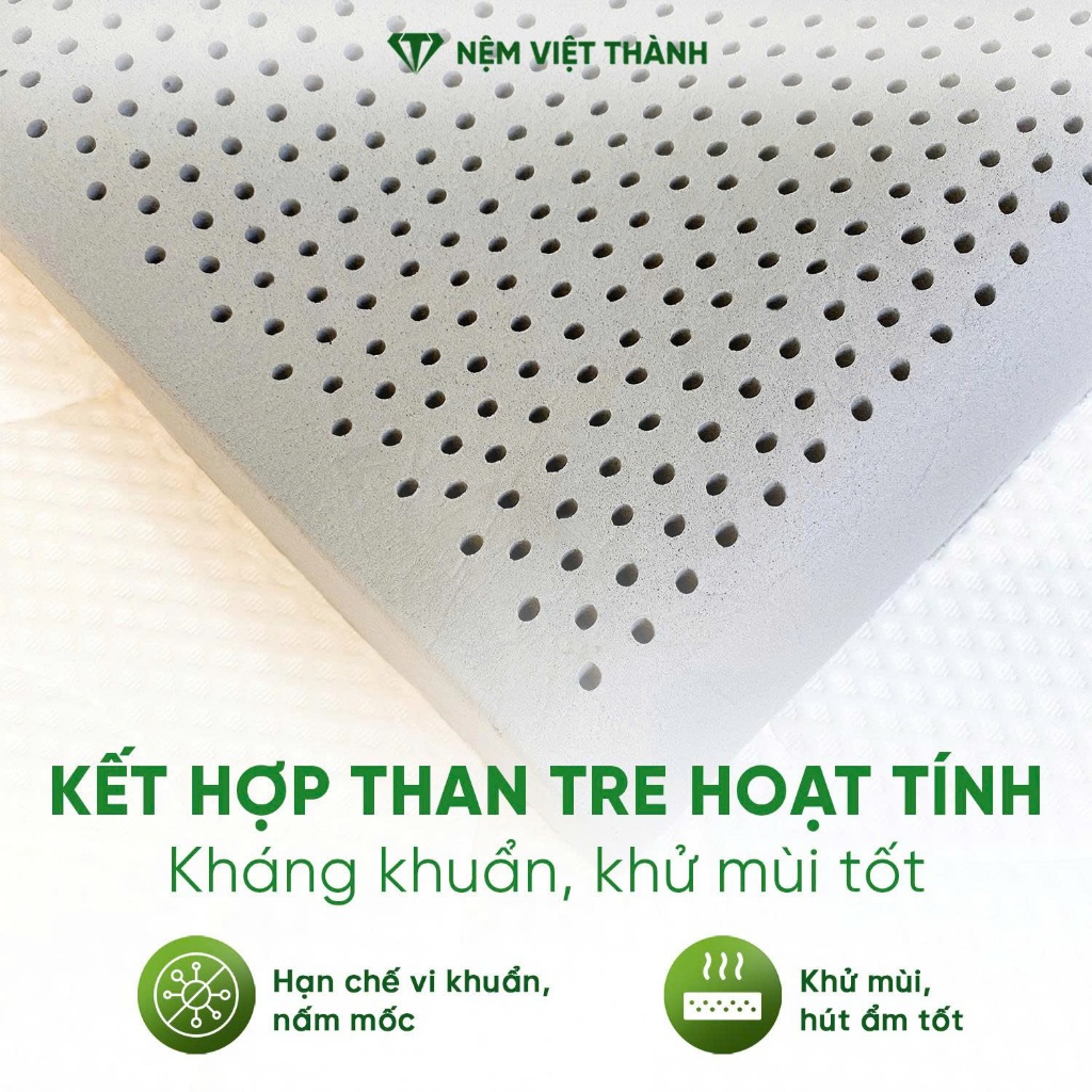 [Gối Cao Cấp] Gối Nằm Cao Su Thiên Nhiên Hoạt Tính Việt Thành Tốt Sức Khoẻ, Chịu Lực, Nâng Đỡ, Ôm Sát Vai Gáy Người Nằm