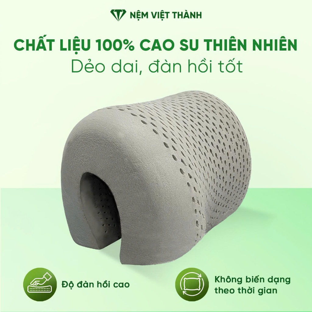 [Gối Cao Cấp] Gối Nằm Cao Su Thiên Nhiên Hoạt Tính Việt Thành Tốt Sức Khoẻ, Chịu Lực, Nâng Đỡ, Ôm Sát Vai Gáy Người Nằm