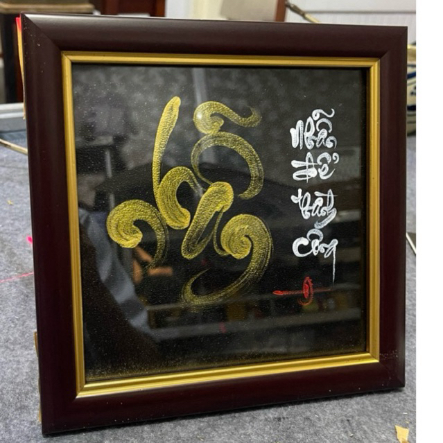 Tranh chữ thư pháp để bàn có chân chống, treo góc làm việc, nét chữ thủ công, handmade