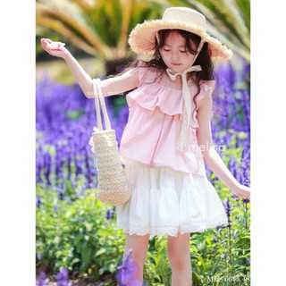 [B&G] Sét váy tone hồng pastel – trắng tinh khôi, thiết kế bèo nhún xinh xắn cho bé gái từ 10-45kg