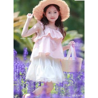 [B&G] Sét váy tone hồng pastel – trắng tinh khôi, thiết kế bèo nhún xinh xắn cho bé gái từ 10-45kg