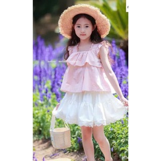 [B&G] Sét váy tone hồng pastel – trắng tinh khôi, thiết kế bèo nhún xinh xắn cho bé gái từ 10-45kg
