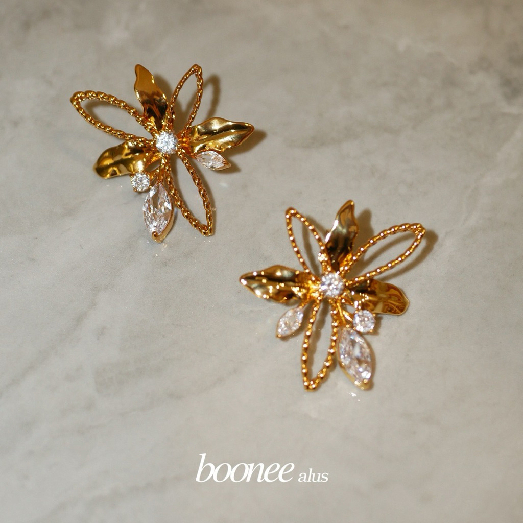 Bông tai Mùa Hè Bonee QUEMEO Độc đáo Khuyên Tai Vàng 18k Nét Thật Bohomian
