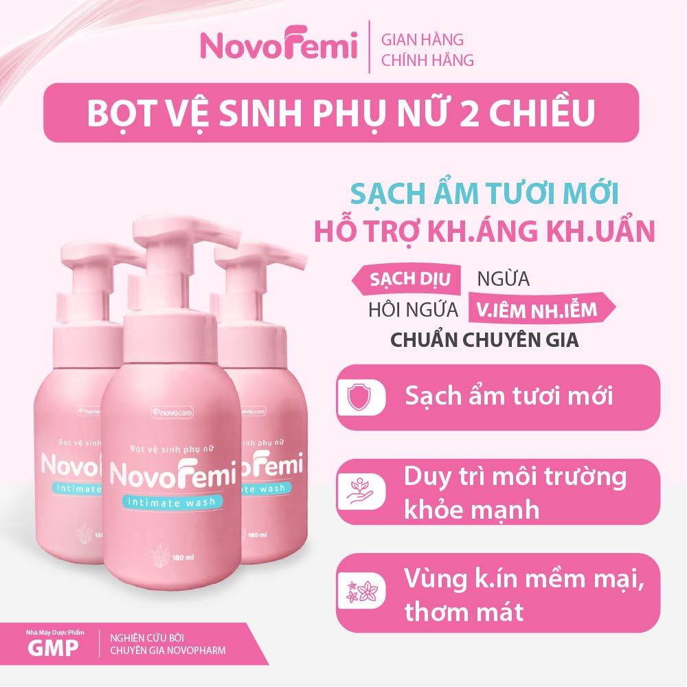 Combo 3 Bọt vệ sinh phụ nữ Novofemi hỗ trợ kháng khuẩn, sạch ẩm dịu êm ...