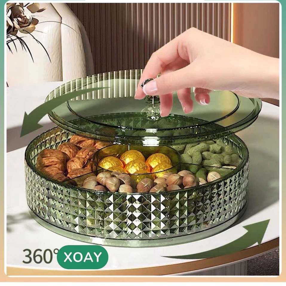 Khay đựng mứt 6 ô, hộp đựng bánh kẹo Tết Kèm Khay ,Màu Hổ Phách Sang Trọng ,Có Nắp Đậy Mẫu Mới 2026