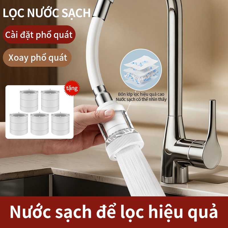 Đầu Lọc Nước Tại Vòi Thế Hệ Mới, Vòi Lọc Nước Nhà Bếp Xoay 360 Độ Tăng Áp SUNINLIFE