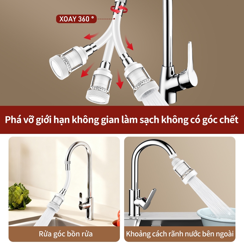 Đầu Lọc Nước Tại Vòi Thế Hệ Mới, Vòi Lọc Nước Nhà Bếp Xoay 360 Độ Tăng Áp SUNINLIFE