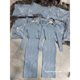 VÁY BODY LEN XANH DÁNG DÀI HÀNG QC HOT