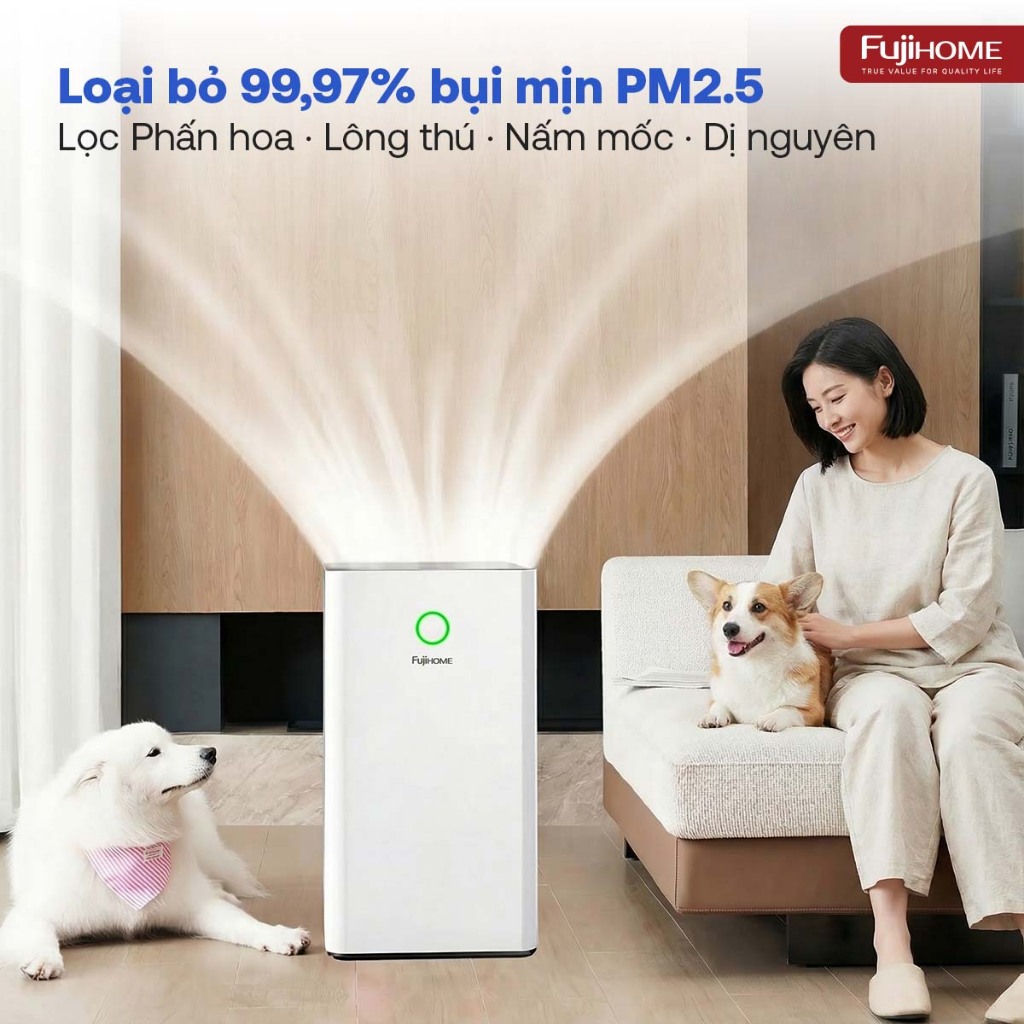 Combo 2 màng lọc sợi thủy tinh FUJIHOME AP5PRO-H13, tấm lọc bụi mịn PM2.5 thay thế định kỳ dày 3cm
