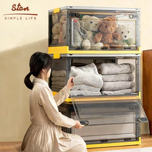 STON Hộp đựng quần áo hộp nhựa đựng đồ trong suốt gập lại Hộp Nhựa Đựng Đồ Thông Minh Có Bánh Xe