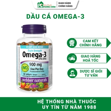 Dầu Cá Webber Naturals Omega 3 Triple Strength 900mg - Bổ Tim, Bổ Não, Bổ Mắt 80 Viên / 120 Viên