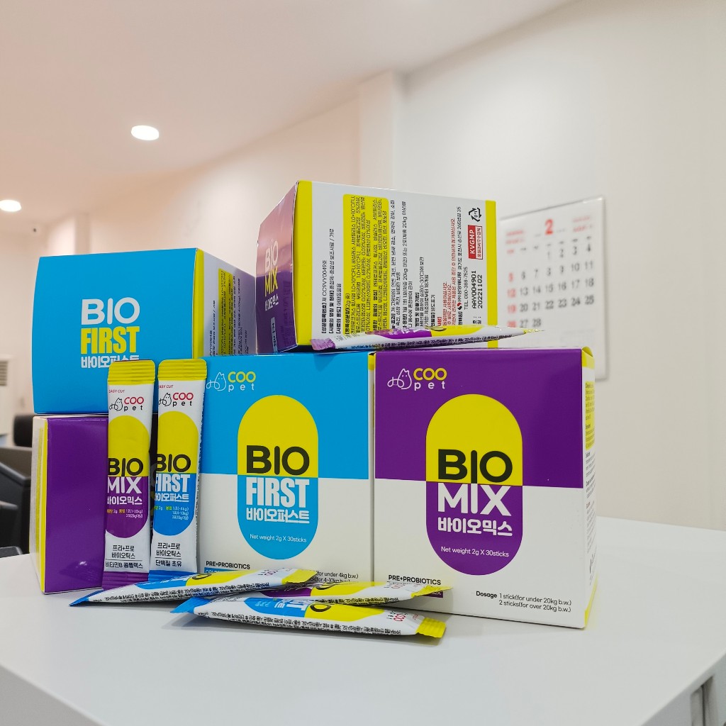 Men tiêu hóa Vi Sinh Biomix và BioFirst Hàn Quốc dành cho chó mèo, dùng cho cả chó mèo sơ sinh