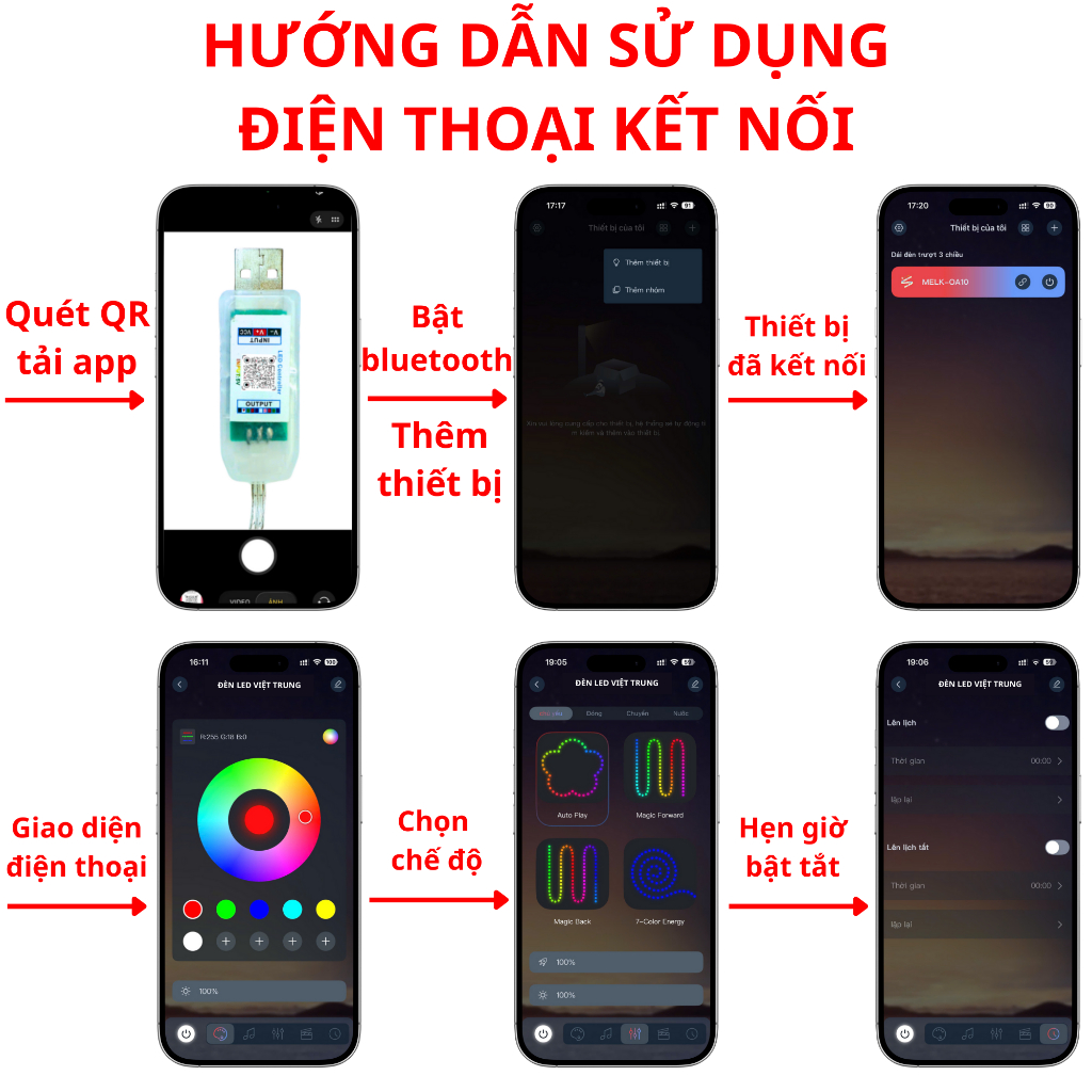 Dây LED Hạt Gạo Trang Trí Tết, Đuổi Nháy Theo Nhạc Chống Nước Điều Khiển Remote Và App Bluetooth