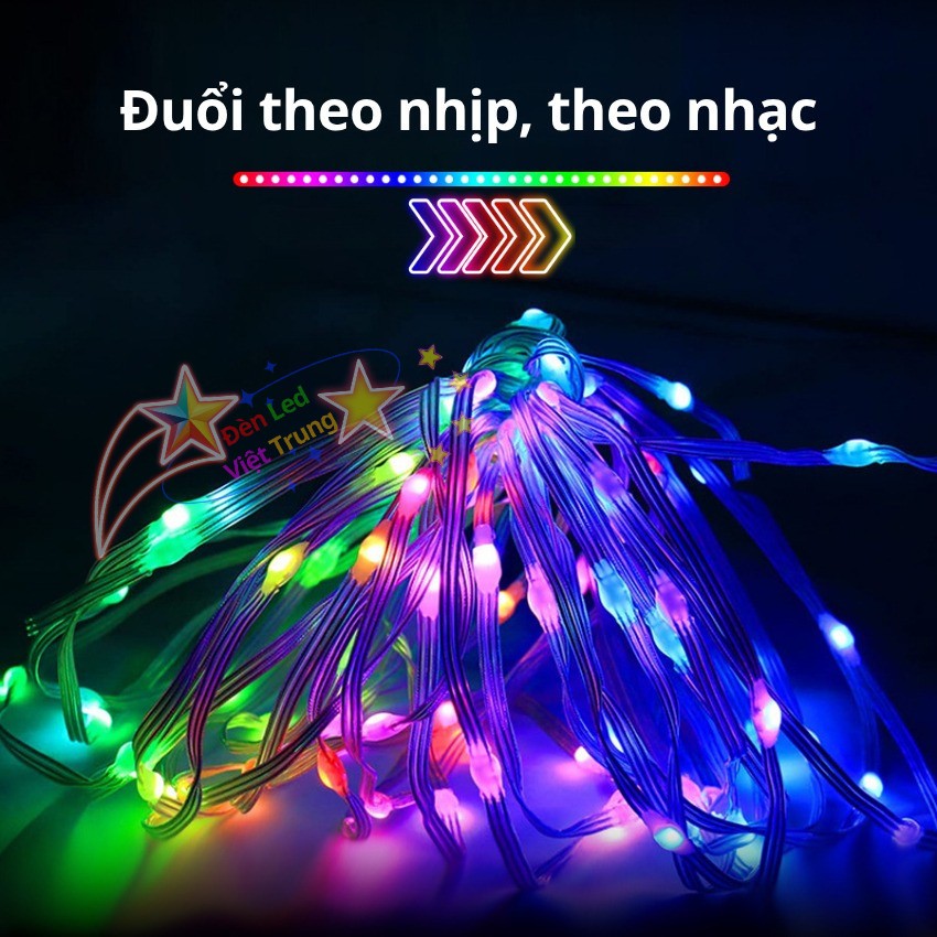Dây LED Hạt Gạo Trang Trí Tết, Đuổi Nháy Theo Nhạc Chống Nước Điều Khiển Remote Và App Bluetooth