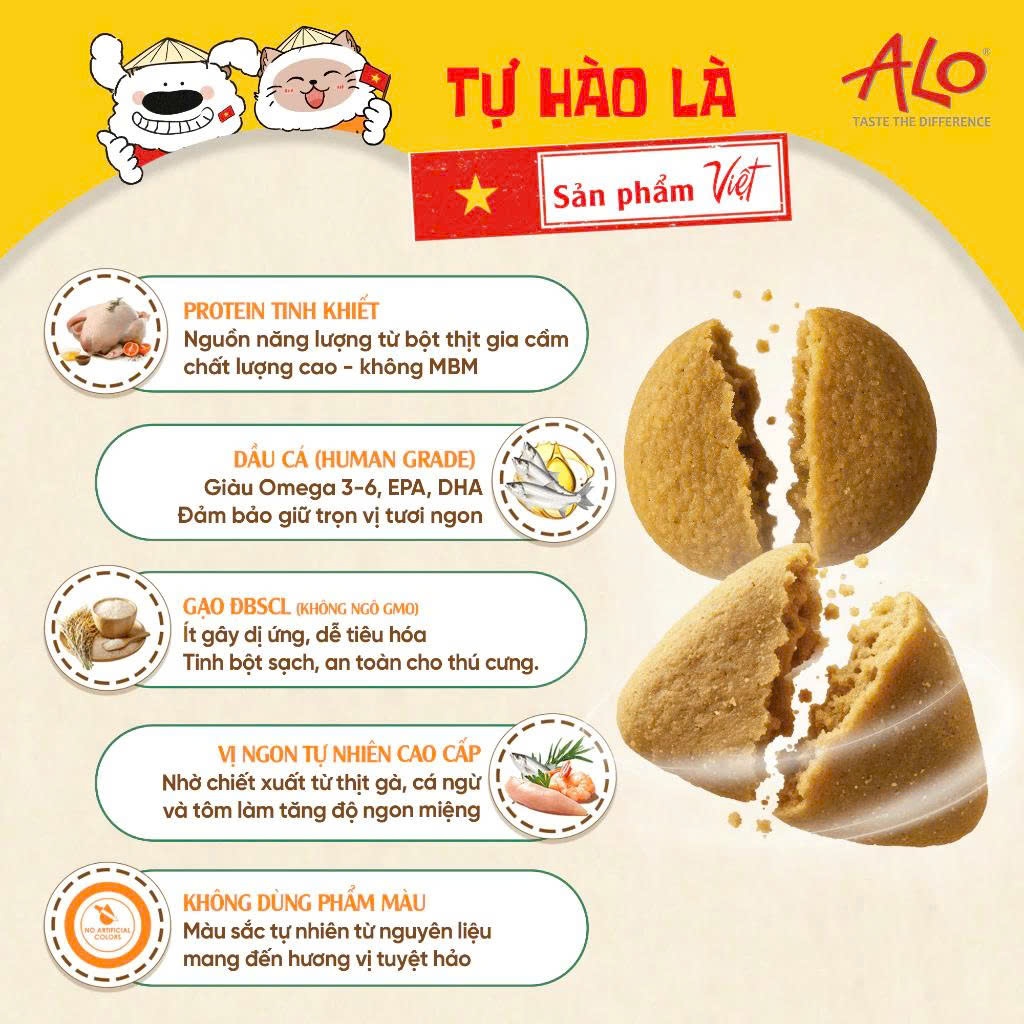 Hạt ALO quốc dân cho chó mọi lứa tuổi - Làm từ gạo, giảm mùi hôi của phân, không gây dị ứng - 1kg