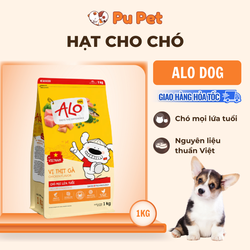 Hạt ALO quốc dân cho chó mọi lứa tuổi - Làm từ gạo, giảm mùi hôi của phân, không gây dị ứng - 1kg