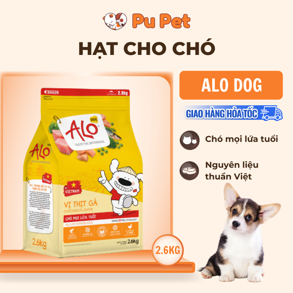 Hạt ALO quốc dân cho chó mọi lứa tuổi - Làm từ gạo, giảm mùi hôi của phân, không gây dị ứng - 2.6kg