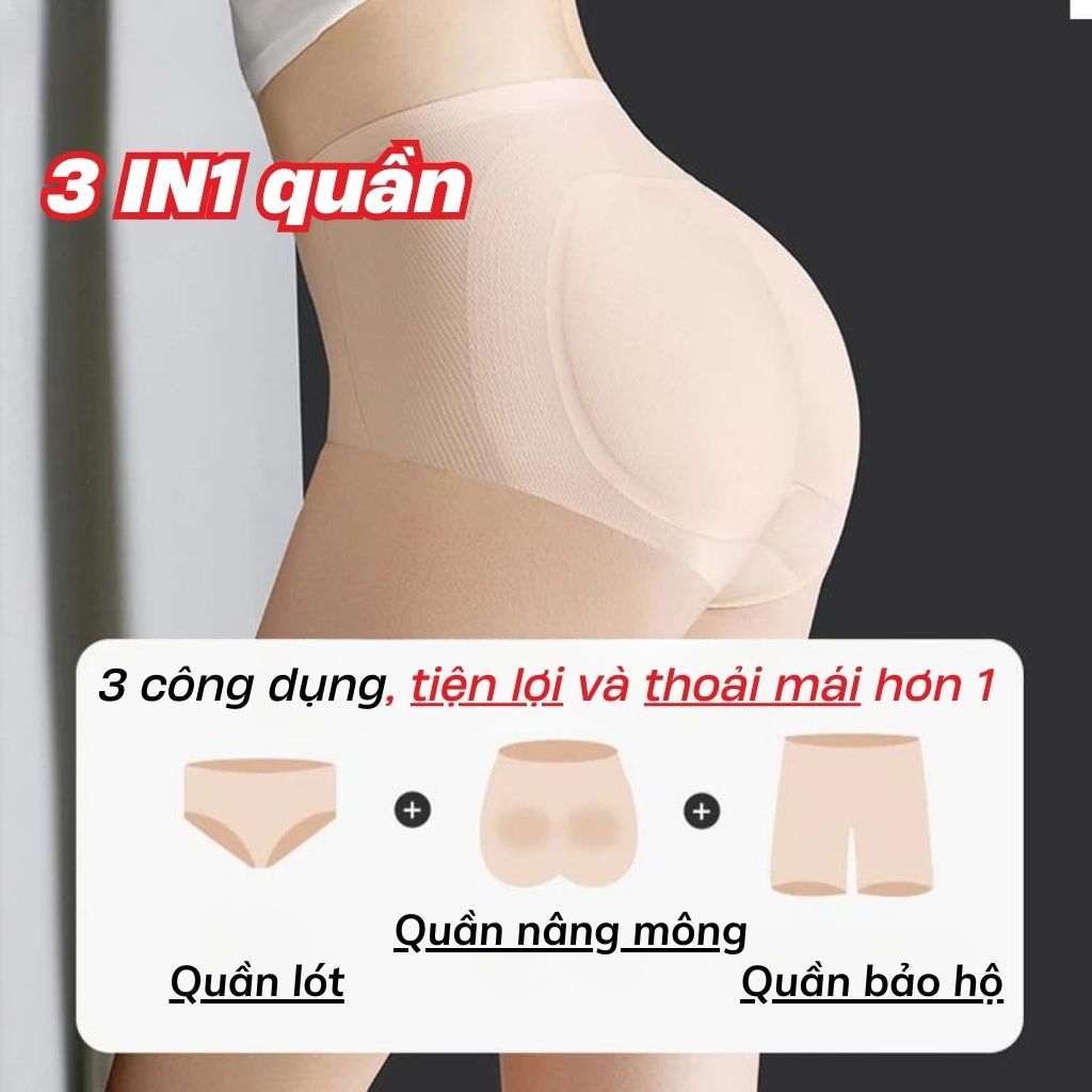 Quần độn mông su lụa cao cấp mỏng nhẹ nâng đỡ v3 căng tròn tự nhiên sexy viền tàng hình LANIXA N2055