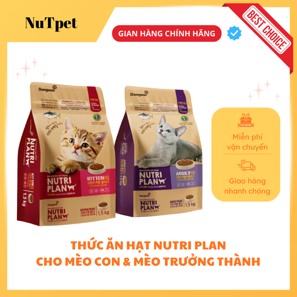 Hạt cho mèo con và mèo trưởng thành Nutri plan 1.5kg