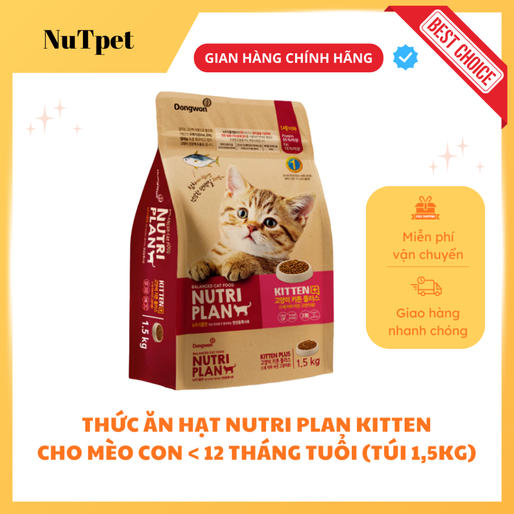 Hạt cho mèo con và mèo trưởng thành Nutri plan 1.5kg