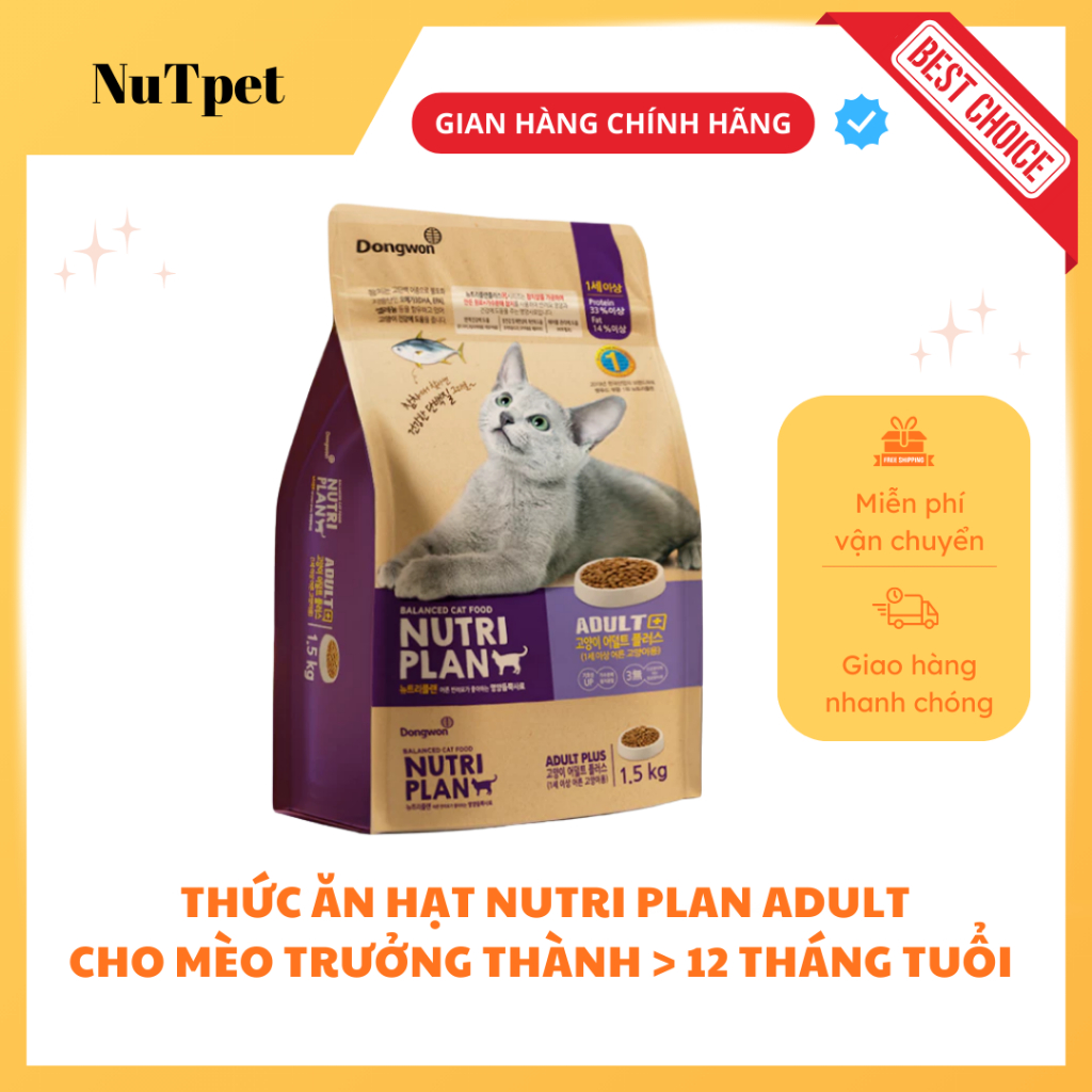 Hạt cho mèo con và mèo trưởng thành Nutri plan 1.5kg