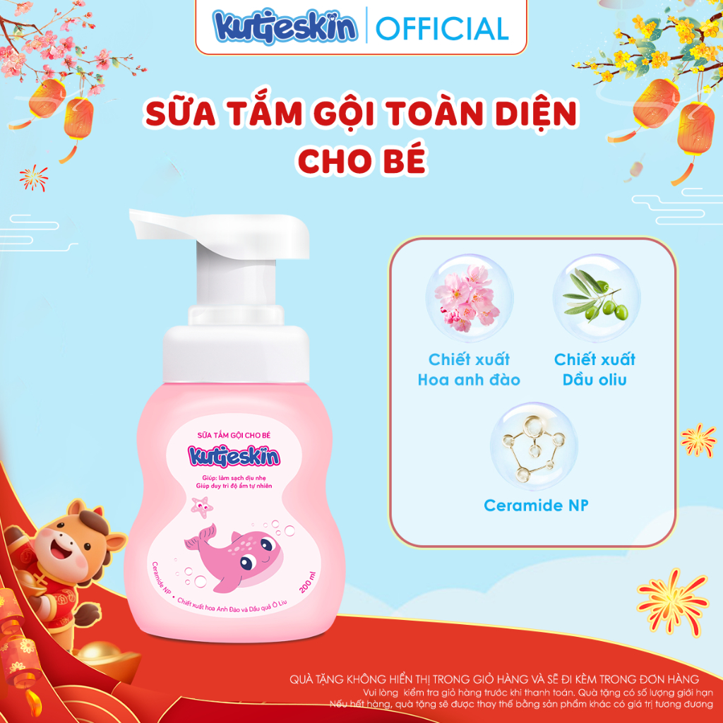 Sữa Tắm Gội Kutieskin 200Ml Cho Bé (Sữa Tắm Thơmềm Da Bé) - Hình Ảnh Thực Tế
