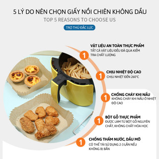Set 50 giấy lót nồi chiên không dầu giấy nến vàng chống dính có hộp tiện dùng cho lò vi sóng