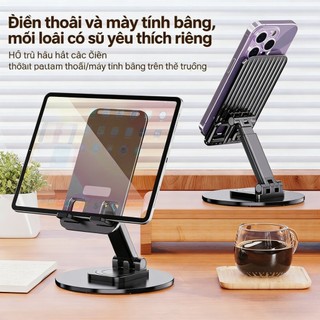 Giá đỡ nâng hạ, xoay 360°, hỗ trợ chống trượt vững chắc, phù hợp với nhiều thiết bị!
