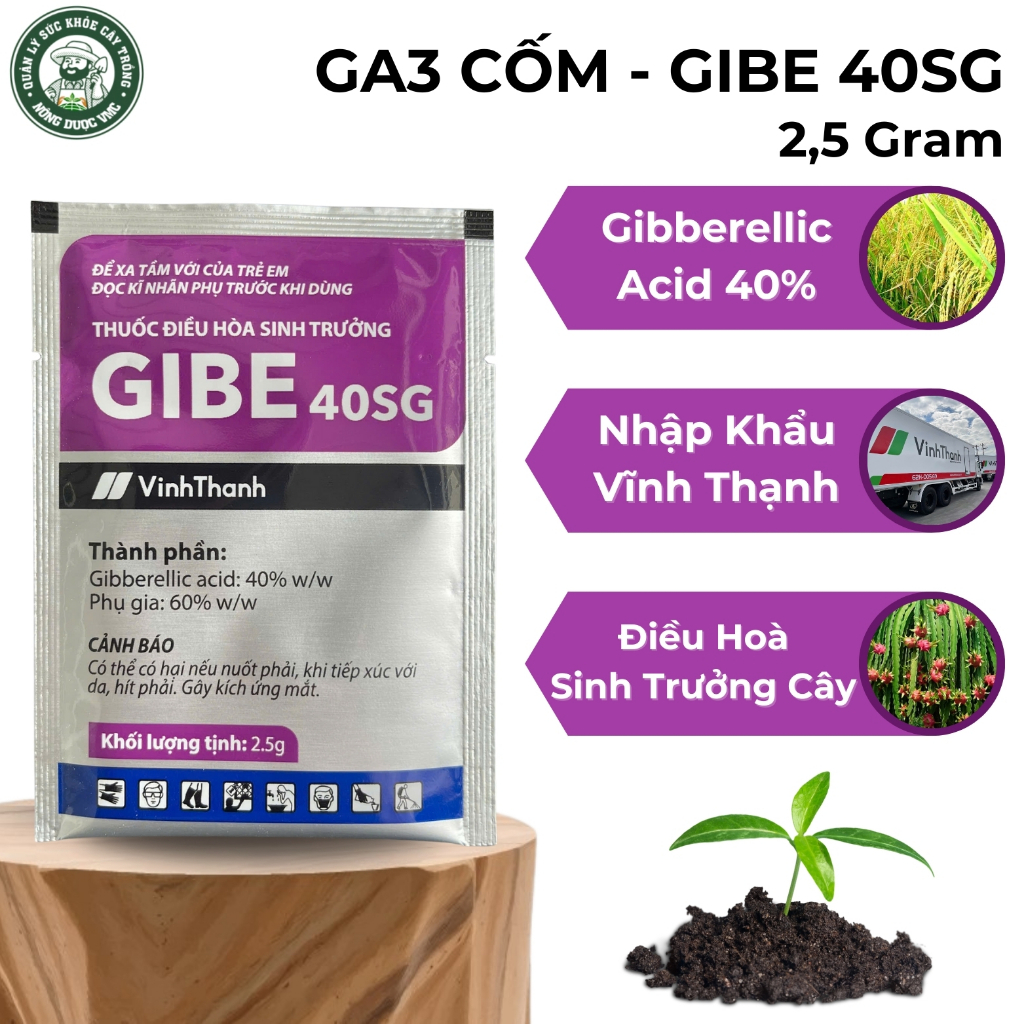 GA3 GIBE 40SG Vĩnh Thạnh. Gibberellic acid 40%. Gói 2,5 Gram | Shopee ...