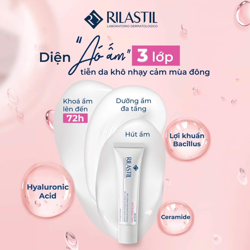 Sản phẩm hỗ trợ cấp ẩm, làm dịu làn sa 72h Rilastil Aqua Intense - Phương An House