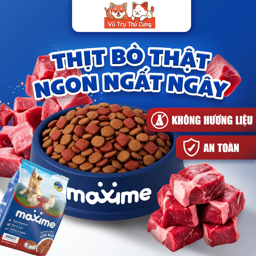 Thức Ăn Hạt Cho Chó Maxime Túi 1.5kg Tăng Cường Miễn Dịch