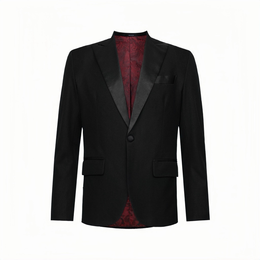 Áo Tuxedo 1 Cúc Phối Lót Gấm Đỏ Cao Cấp - Wanes Tuxedo, Form Tôn Vai ...