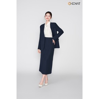 Áo Blazer Nữ 𝐂𝐂𝐇𝐀𝐓 Dáng Suông Albani Cổ V Vạt Tròn Chất Liệu Tuytsi Cao Cấp 25EHD2005ST