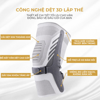 Băng bảo vệ đầu gối ECOFIT 7613 tăng áp xương bánh chè dạng lò xo – phiên bản nâng cao, có dây đeo