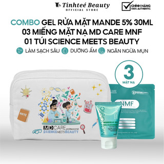 COMBO GEL RỬA MẶT MANDE 5% 30ML  03 MIẾNG MẶT NẠ MD CARE MNF 01 TÚI SCIENCE MEETS BEAUTY