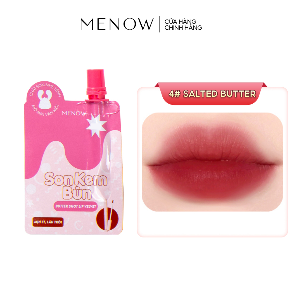 [139K 5 TÚI] Son kem bùn dạng túi Menow Butter Shot Lip Velvet 1g