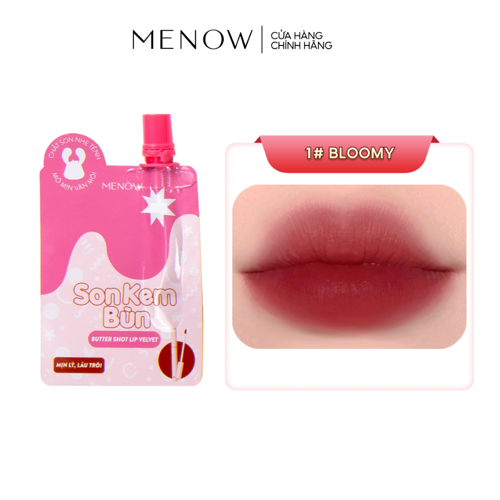 [139K 5 TÚI] Son kem bùn dạng túi Menow Butter Shot Lip Velvet 1g